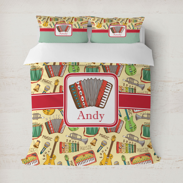 Custom Vintage Musical Instruments Duvet Cover (Personalized)