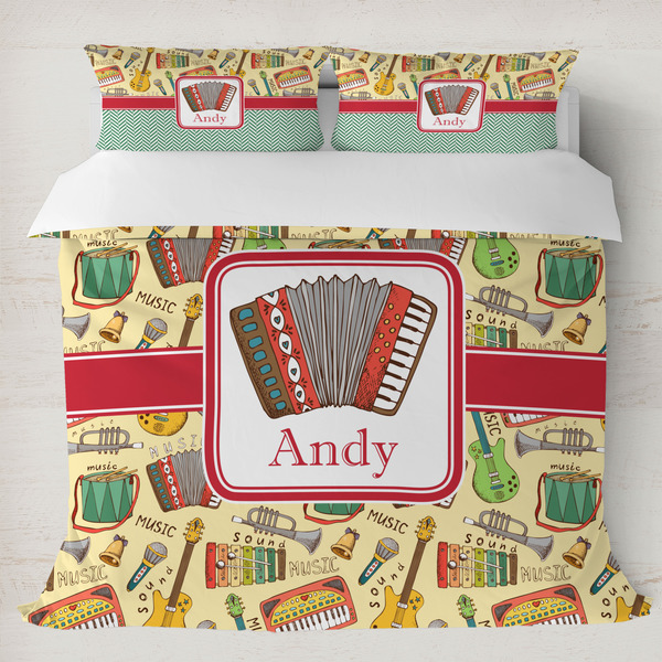 Custom Vintage Musical Instruments Duvet Cover Set - King (Personalized)
