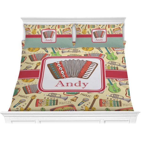 Custom Vintage Musical Instruments Comforter Set - King (Personalized)