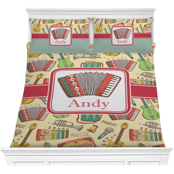 Custom Vintage Musical Instruments Comforter Set - Full / Queen (Personalized)