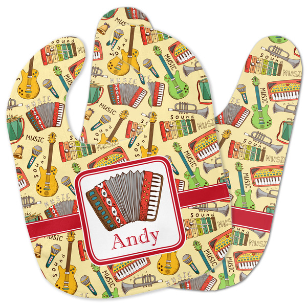 Custom Vintage Musical Instruments Baby Bib w/ Name or Text