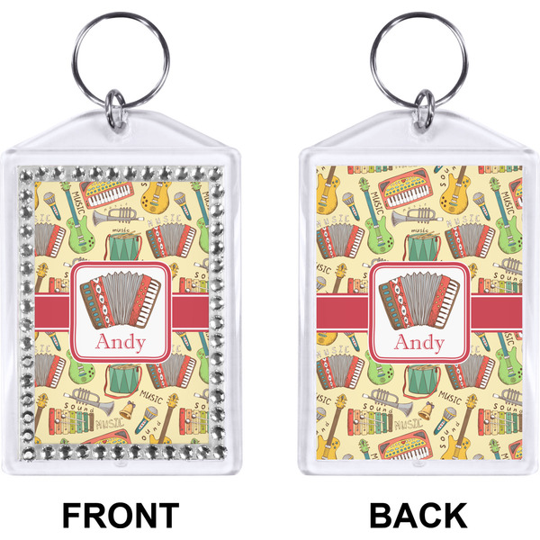 Vintage Musical Instruments Bling Keychain (Front + Back)