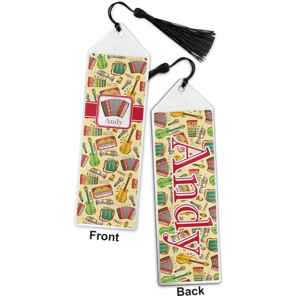Vintage Musical Instruments Bookmark with tassel - Front and Back