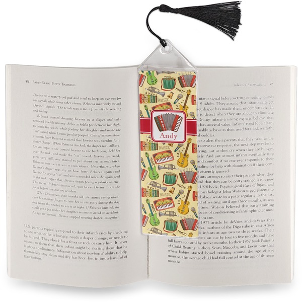 Vintage Musical Instruments Bookmark with tassel - In book