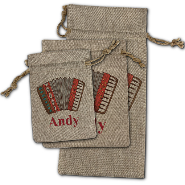 Vintage Musical Instruments Burlap Gift Bags - (PARENT MAIN) All Three