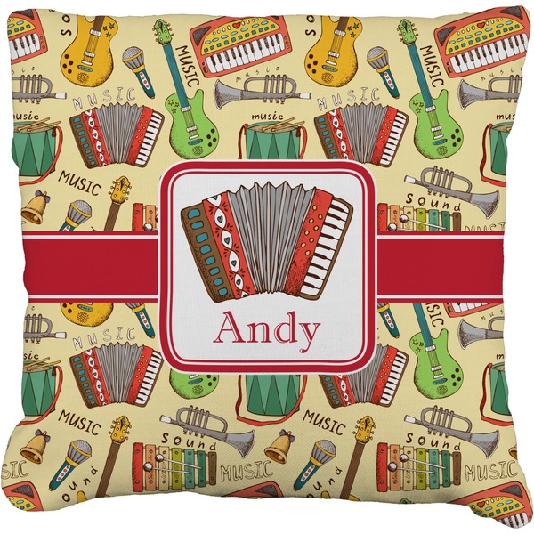 Custom Vintage Musical Instruments Faux-Linen Throw Pillow 16" (Personalized)
