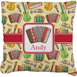 Vintage Musical Instruments Faux-Linen Throw Pillow 18" (Personalized)