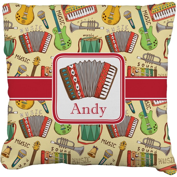 Custom Vintage Musical Instruments Faux-Linen Throw Pillow 18" (Personalized)