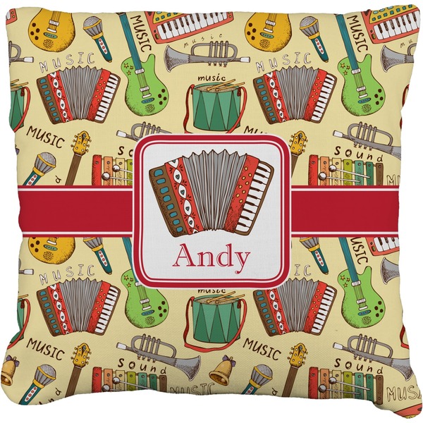 Custom Vintage Musical Instruments Faux-Linen Throw Pillow 20" (Personalized)