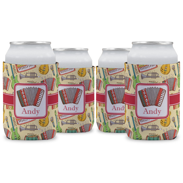 Custom Vintage Musical Instruments Can Cooler (12 oz) - Set of 4 w/ Name or Text