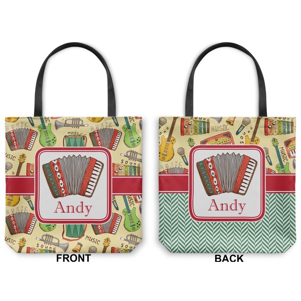 Vintage Musical Instruments Canvas Tote - Front and Back