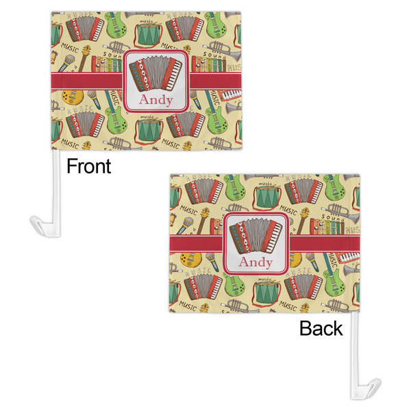Vintage Musical Instruments Car Flag - 11" x 8" - Front & Back View