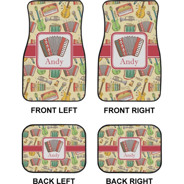 Vintage Musical Instruments Car Floor Mats Set (2F + 2B)