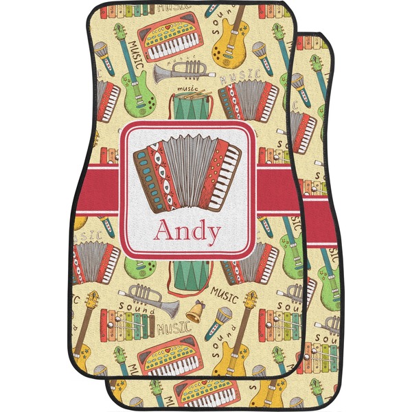 Custom Vintage Musical Instruments Car Floor Mats (Front Seat) (Personalized)