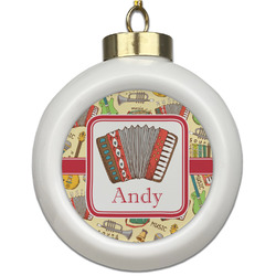 Vintage Musical Instruments Ceramic Ball Ornament (Personalized)