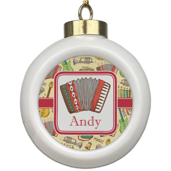 Custom Vintage Musical Instruments Ceramic Ball Ornament (Personalized)