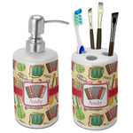 Vintage Musical Instruments Ceramic Bathroom Accessories Set (Personalized)