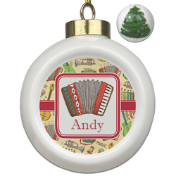 Vintage Musical Instruments Ceramic Ball Ornament - Christmas Tree (Personalized)