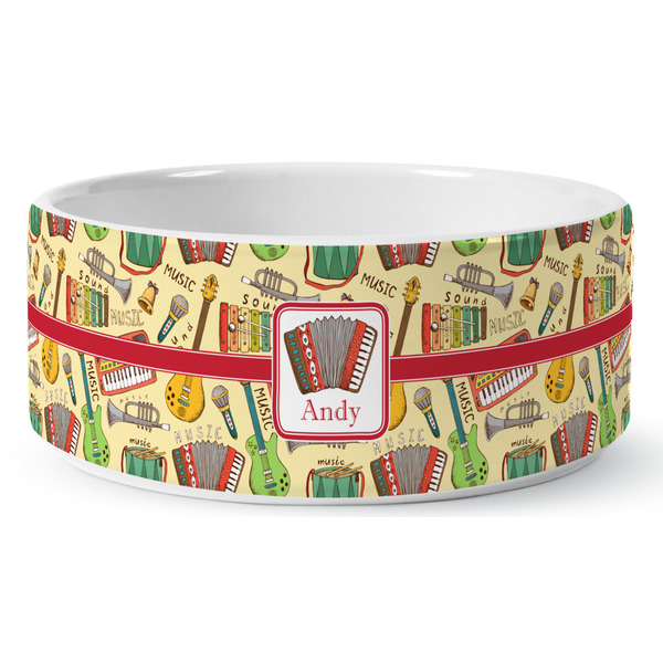 Vintage Musical Instruments Ceramic Dog Bowl - Medium - Front
