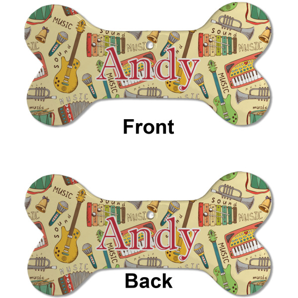 Vintage Musical Instruments Ceramic Flat Ornament - Bone Front & Back (APPROVAL)