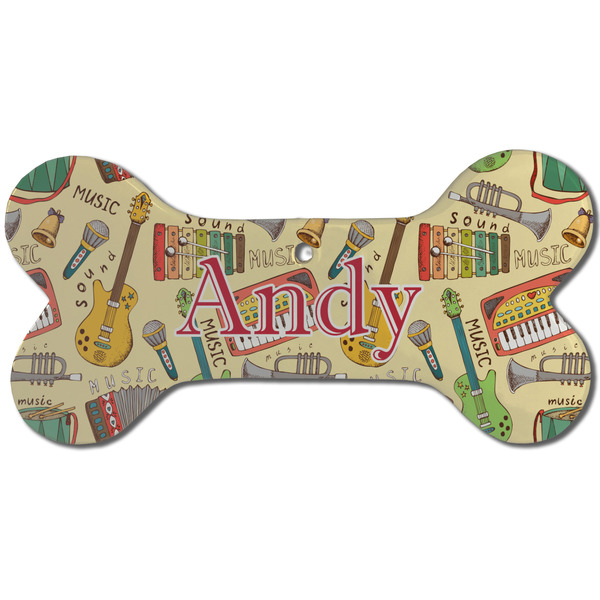 Vintage Musical Instruments Ceramic Flat Ornament - Bone Front