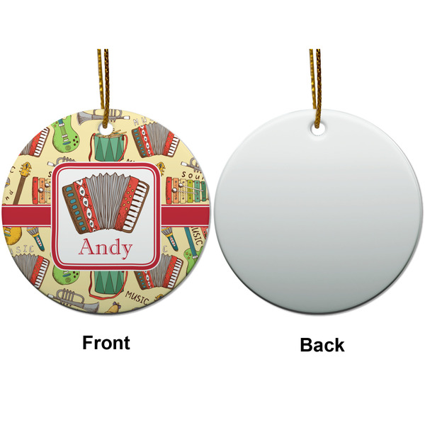 Vintage Musical Instruments Ceramic Flat Ornament - Circle Front & Back (APPROVAL)