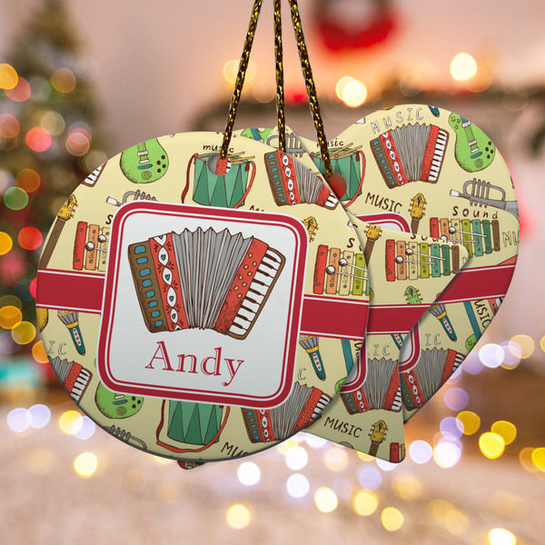 Custom Vintage Musical Instruments Ceramic Ornament w/ Name or Text