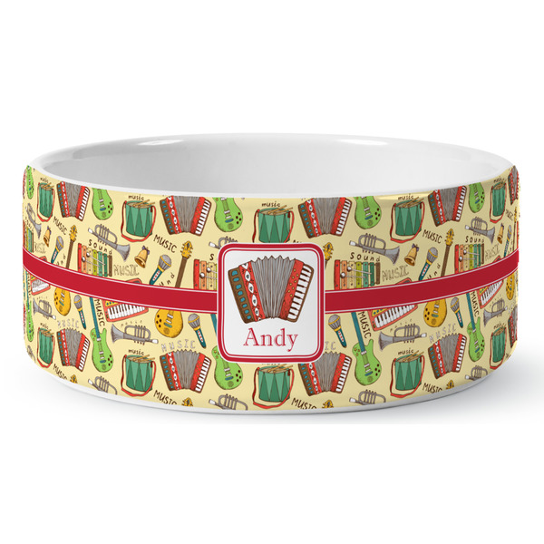 Custom Vintage Musical Instruments Ceramic Dog Bowl (Personalized)