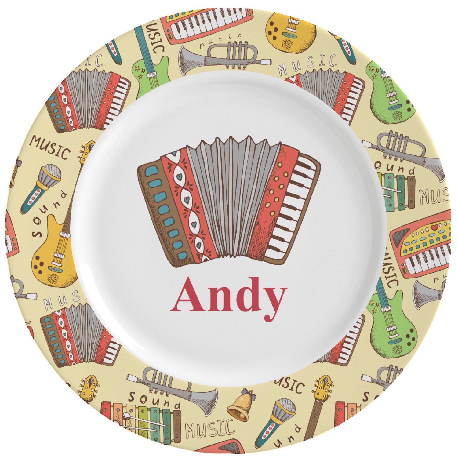 Custom Vintage Musical Instruments Ceramic Dinner Plates (Set of 4