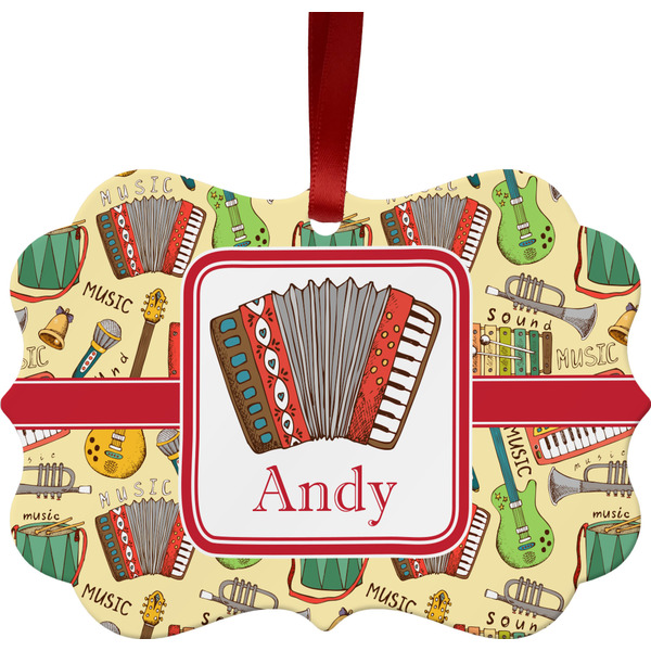 Vintage Musical Instruments Christmas Ornament (Front View)