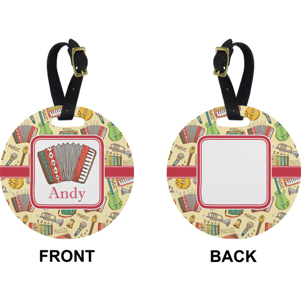 Vintage Musical Instruments Circle Luggage Tag (Front + Back)
