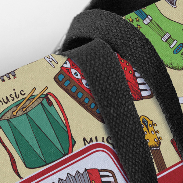 Vintage Musical Instruments Closeup of Tote w/Black Handles
