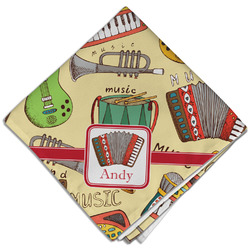 Vintage Musical Instruments Cloth Dinner Napkin - Single w/ Name or Text