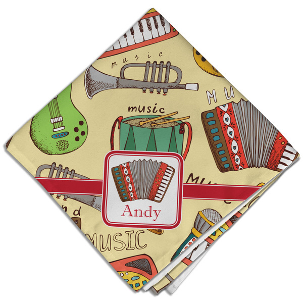 Custom Vintage Musical Instruments Cloth Dinner Napkin - Single w/ Name or Text