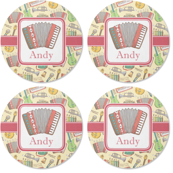 Vintage Musical Instruments Coaster Round Rubber Back - Apvl