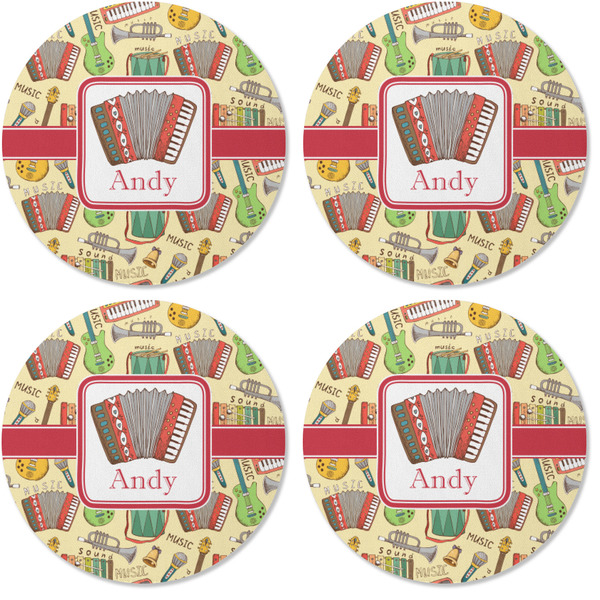 Vintage Musical Instruments Coaster Round Rubber Back - Apvl
