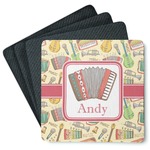 Vintage Musical Instruments Square Rubber Backed Coasters - Set of 4 (Personalized)