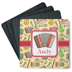 Vintage Musical Instruments Square Rubber Backed Coasters - Set of 4 (Personalized)