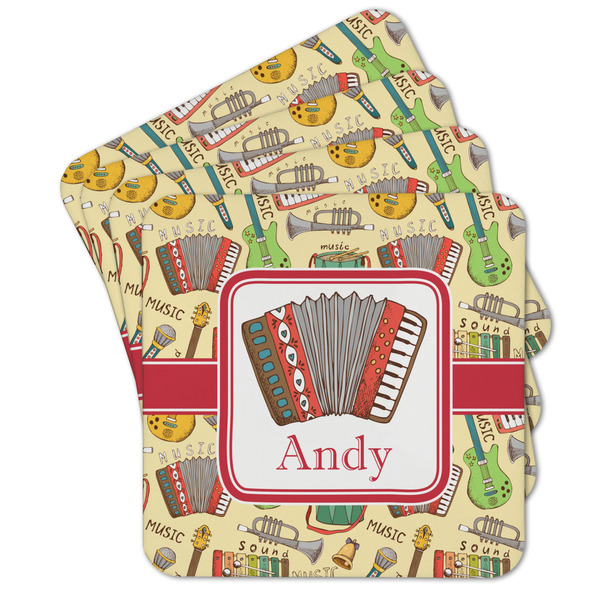 Custom Vintage Musical Instruments Cork Coaster - Set of 4 w/ Name or Text