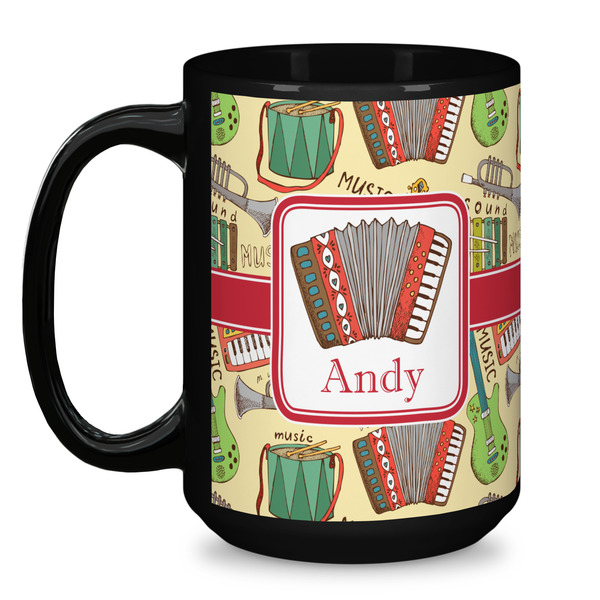 Vintage Musical Instruments Coffee Mug - 15 oz - Black