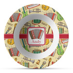 Vintage Musical Instruments Plastic Bowl - Microwave Safe - Composite Polymer (Personalized)