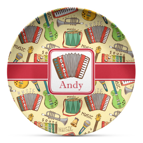 Custom Vintage Musical Instruments Microwave Safe Plastic Plate - Composite Polymer (Personalized)