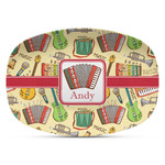 Vintage Musical Instruments Plastic Platter - Microwave & Oven Safe Composite Polymer (Personalized)