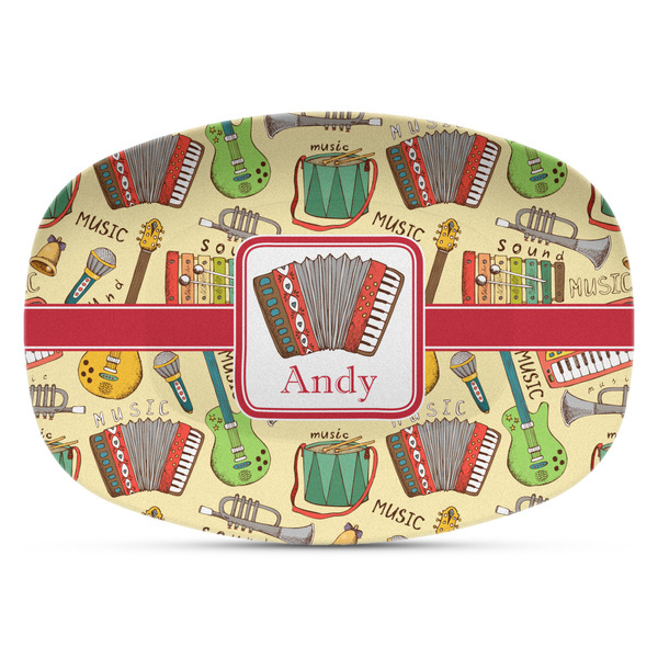 Custom Vintage Musical Instruments Plastic Platter - Microwave & Oven Safe Composite Polymer (Personalized)