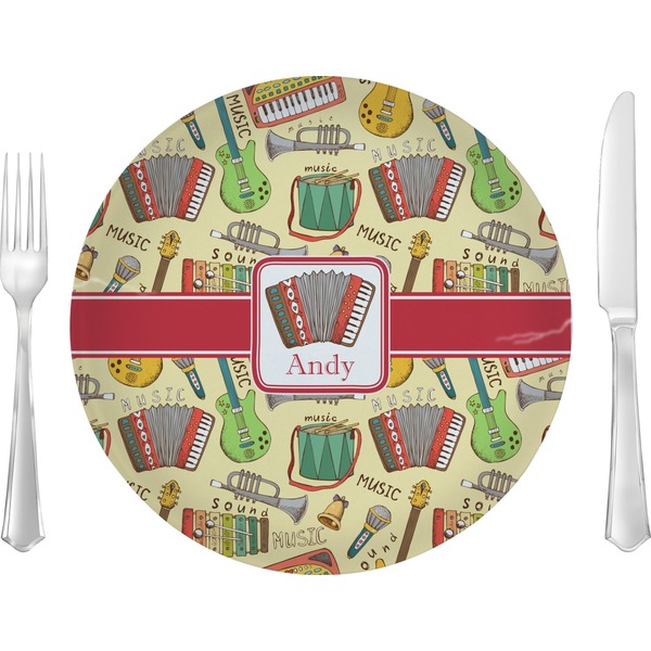 Custom Vintage Musical Instruments 10" Glass Lunch / Dinner Plates - Single or Set (Personalized)