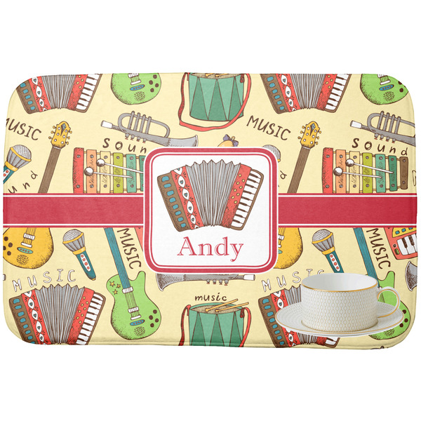 Vintage Musical Instruments Dish Drying Mat - with cup