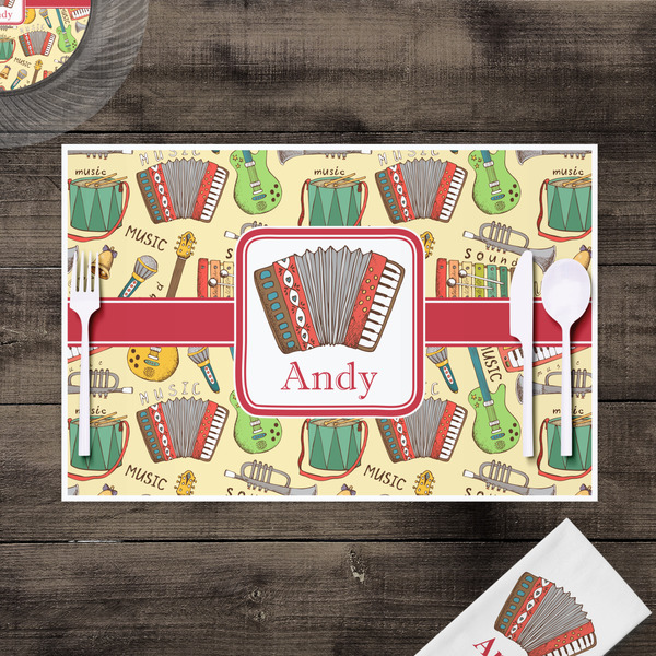 Vintage Musical Instruments Disposable Paper Placemat - In Context