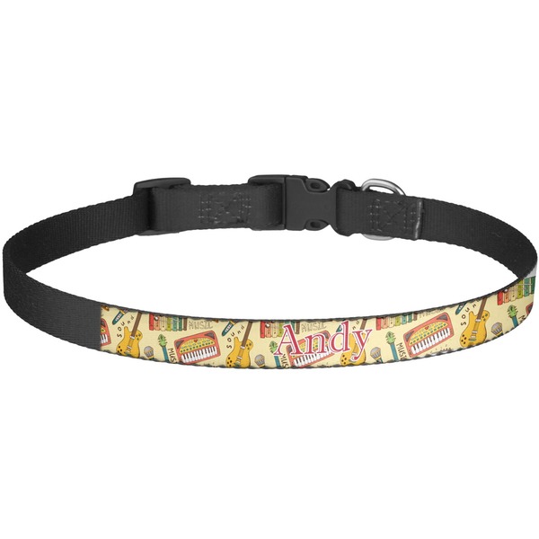 Custom Vintage Musical Instruments Dog Collar - Large (Personalized)