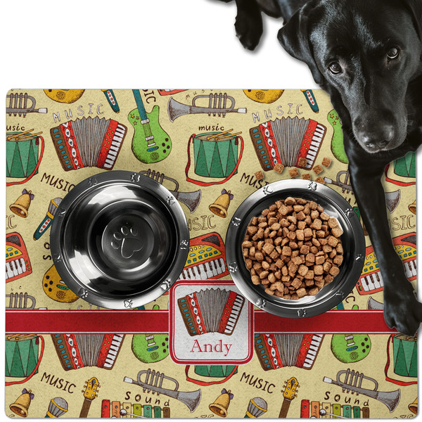 Vintage Musical Instruments Dog Food Mat - Large LIFESTYLE