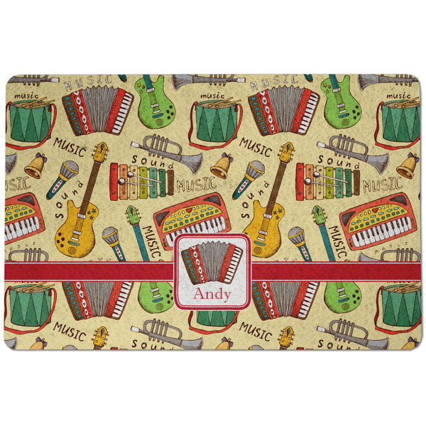 Custom Vintage Musical Instruments Dog Food Mat w/ Name or Text